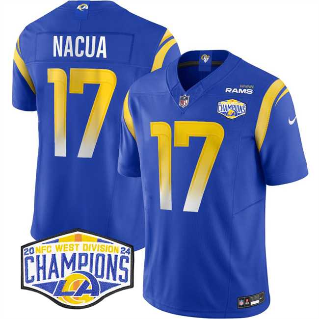 Mens Los Angeles Rams #17 Puka Nacua Blue 2024 NFC West Champions F.U.S.E. Vapor Untouchable Stitched Jersey->los angeles rams->NFL Jersey